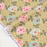 Pink Flowers Yellow English Floral! 1 Yard Quality Printed Cotton, Fabrics by Yard, Fabric Yardage Floral Fabrics Japanese Style