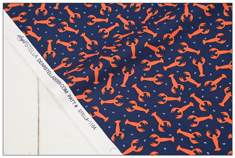 Lobster Anchor Navy! 1 Yard Quality Printed Cotton, Fabrics by Yard, Fabric Yardage Floral Fabrics Japanese Style