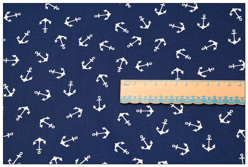 Lobster Anchor Navy! 1 Yard Quality Printed Cotton, Fabrics by Yard, Fabric Yardage Floral Fabrics Japanese Style