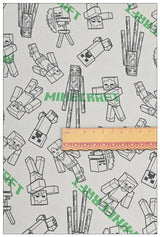 Minecraft the game Black and White! 1 Yard Medium Printed Cotton Fabric, Fabric by Yard, Yardage Cotton Fabrics online Game