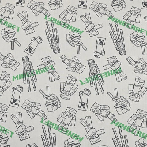 Minecraft the game Black and White! 1 Yard Medium Printed Cotton Fabric, Fabric by Yard, Yardage Cotton Fabrics online Game