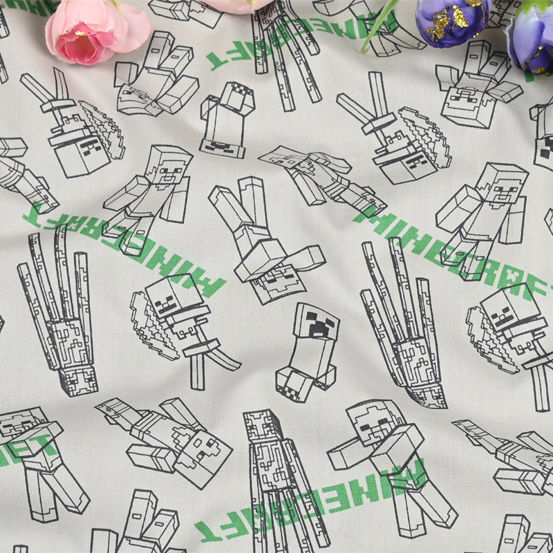 Minecraft the game Black and White! 1 Yard Medium Printed Cotton Fabric, Fabric by Yard, Yardage Cotton Fabrics online Game