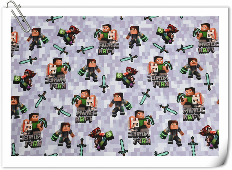 Minecraft the game Series 2 6 Prints ! 1 Yard Medium Digital Printed Cotton Fabric by Yard, Yardage Cotton Fabrics online Game