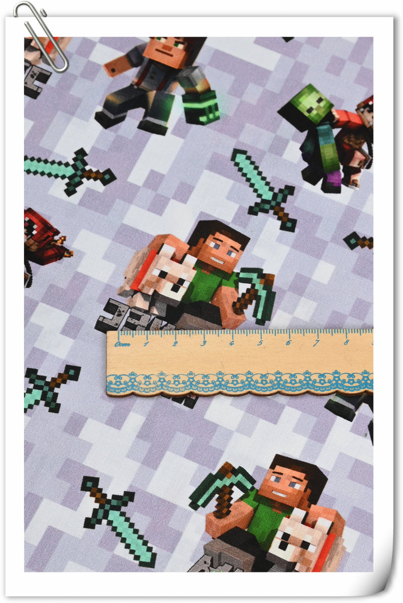 Minecraft the game Series 2 6 Prints ! 1 Yard Medium Digital Printed Cotton Fabric by Yard, Yardage Cotton Fabrics online Game