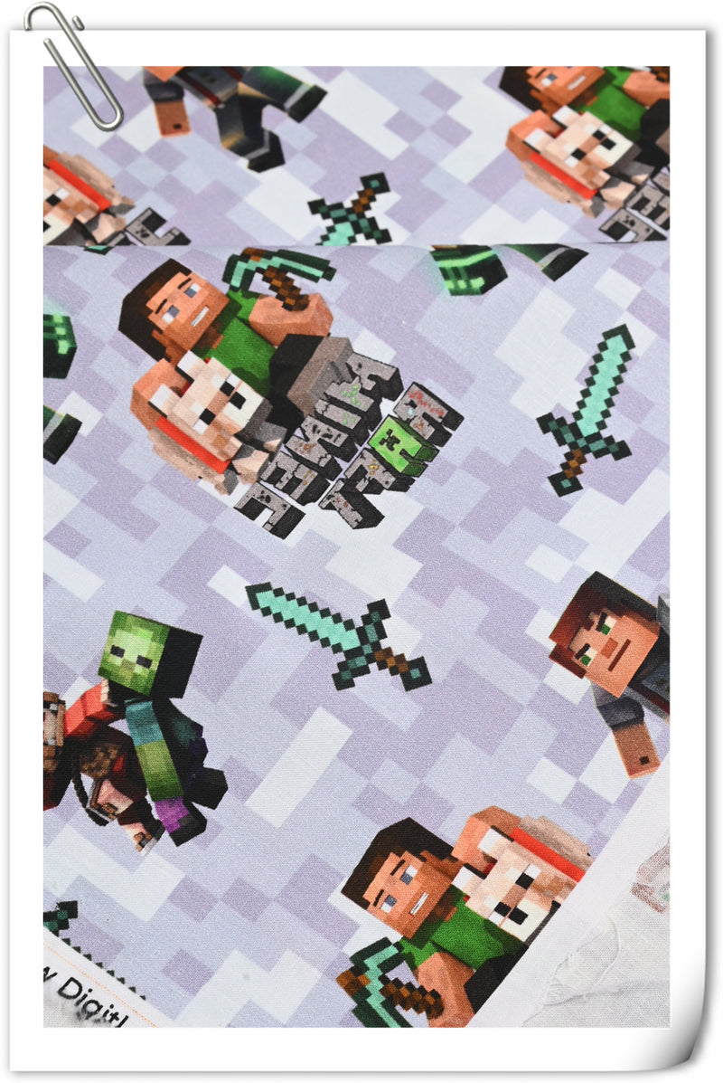 Minecraft the game Series 2 6 Prints ! 1 Yard Medium Digital Printed Cotton Fabric by Yard, Yardage Cotton Fabrics online Game