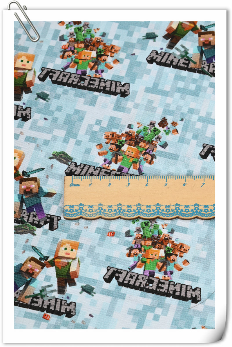 Minecraft the game Series 2 6 Prints ! 1 Yard Medium Digital Printed Cotton Fabric by Yard, Yardage Cotton Fabrics online Game