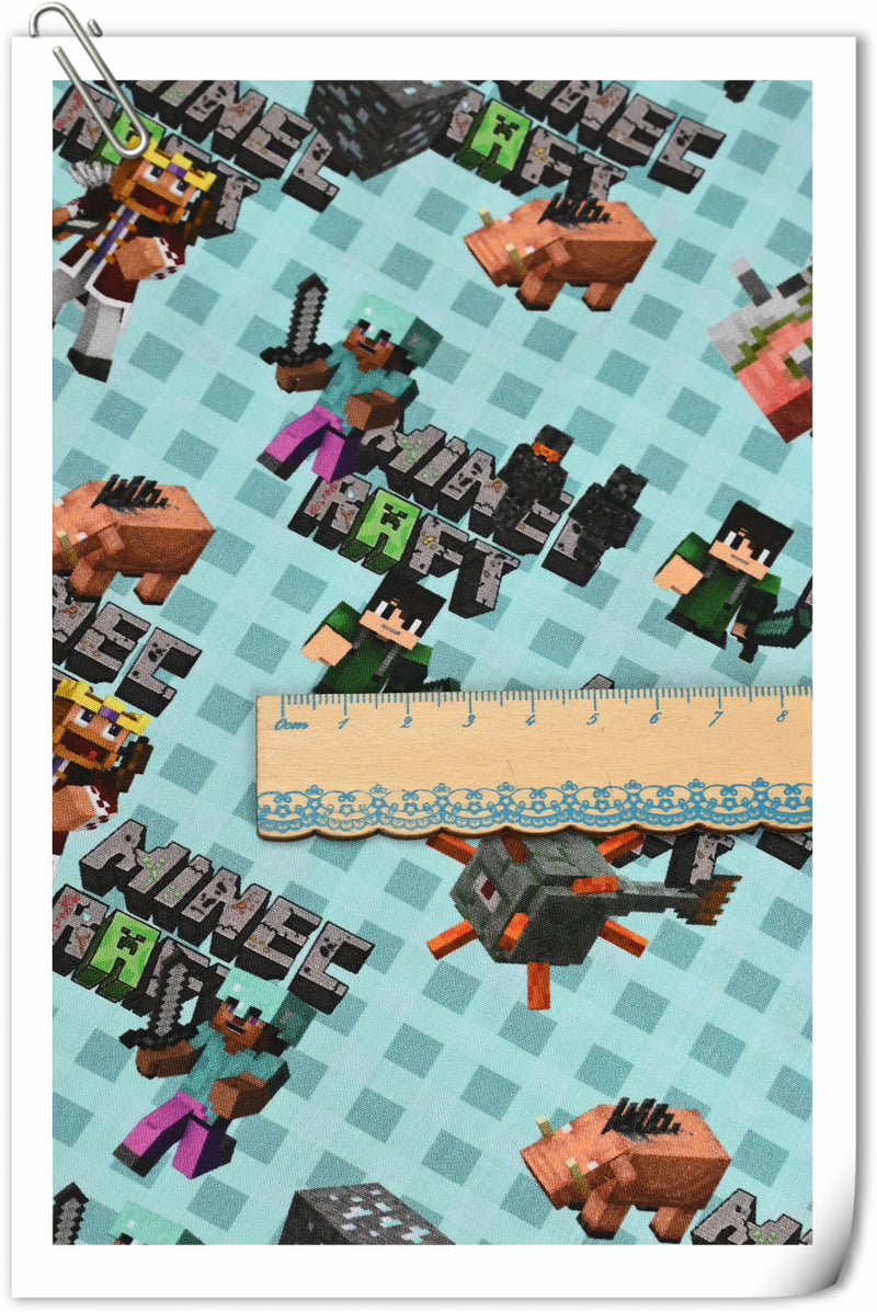 Minecraft the game Series 2 6 Prints ! 1 Yard Medium Digital Printed Cotton Fabric by Yard, Yardage Cotton Fabrics online Game