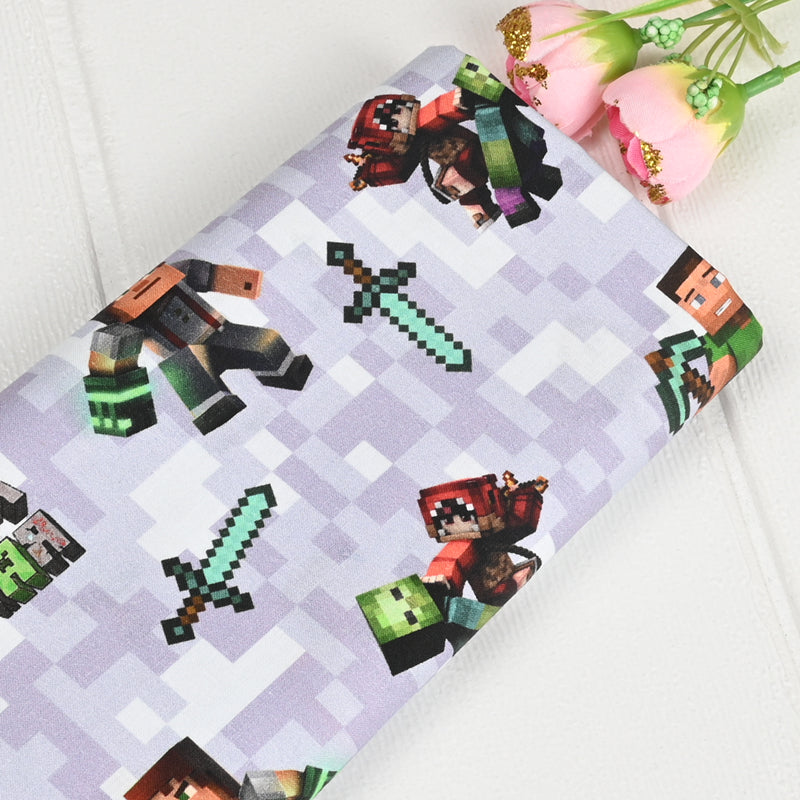 Minecraft the game Series 2 6 Prints ! 1 Yard Medium Digital Printed Cotton Fabric by Yard, Yardage Cotton Fabrics online Game