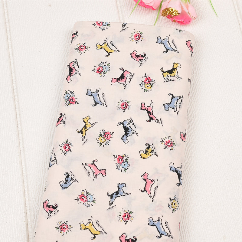 Terriers Dogs! 1 Meter Light Weight Printed Fabric, Fabric by Yard, Yardage Fabrics, Children  Kids