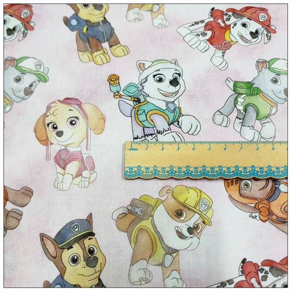 Paw Patrol the Dogs pink!  1 Yard Medium Thickness Cotton Fabric by Yard, Yardage Cotton Fabrics for Style Clothes,