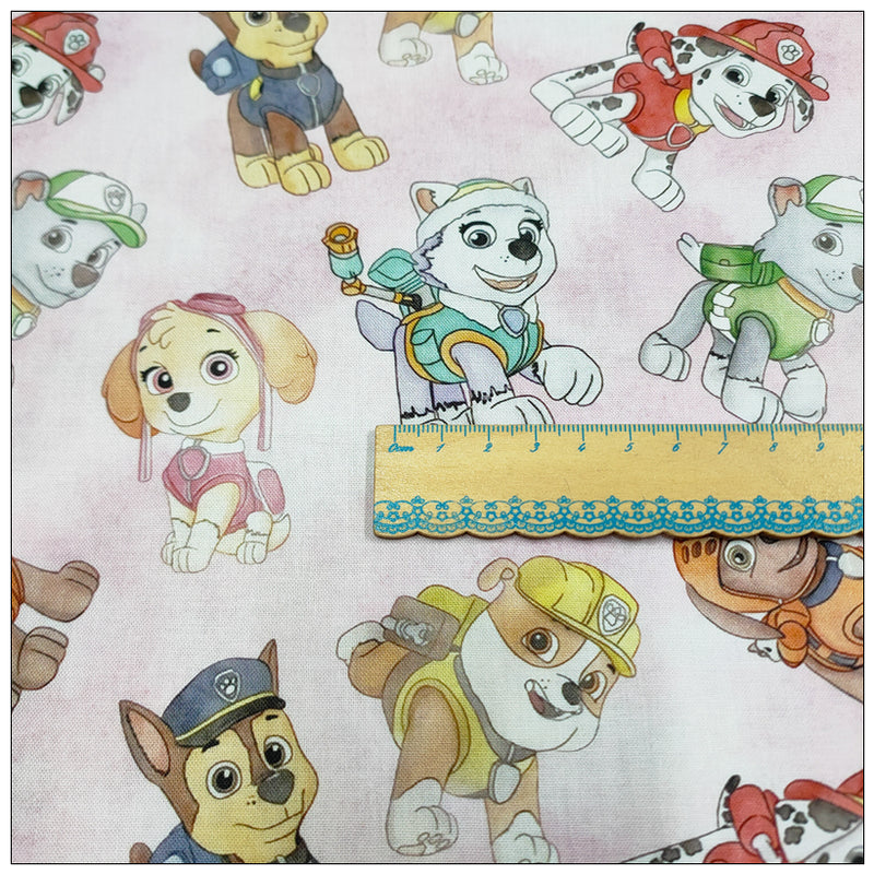 Paw Patrol the Dogs pink!  1 Yard Medium Thickness Cotton Fabric by Yard, Yardage Cotton Fabrics for Style Clothes,