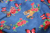 Tiger and rose Jeans Blue! 1 Meter Plain Cotton Fabric, Fabric by Yard, Yardage Cotton Fabrics for  Style Garments, Bags