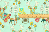 Nordic Reindeer and Flowers! 1 Meter Medium Thickness Plain Cotton Fabric, Fabric by Yard, Yardage Cotton Fabrics for  Style Garments, Bags