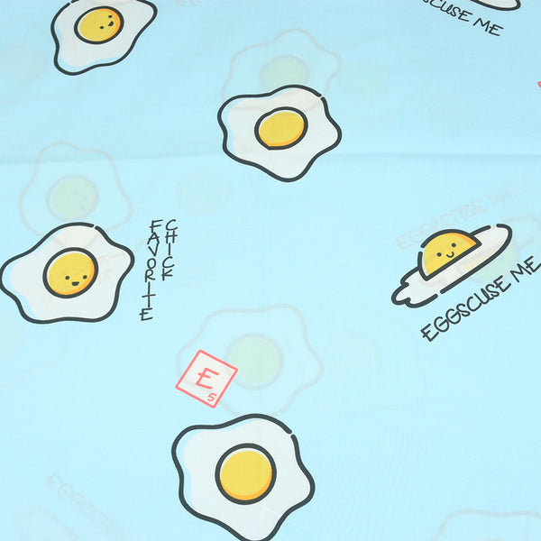 Toast and Egg Scuse Me White! 1 Yard Printed Cotton Fabric by Yard, Yardage Cotton Fabrics for  Style Garments, Bags