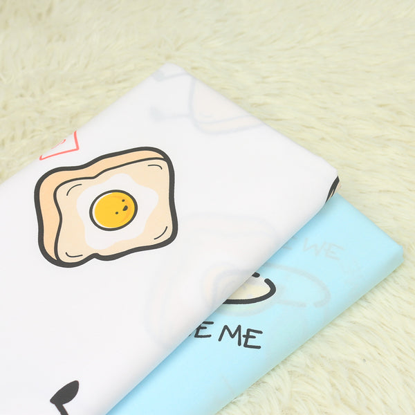 Toast and Egg Scuse Me White! 1 Yard Printed Cotton Fabric by Yard, Yardage Cotton Fabrics for  Style Garments, Bags