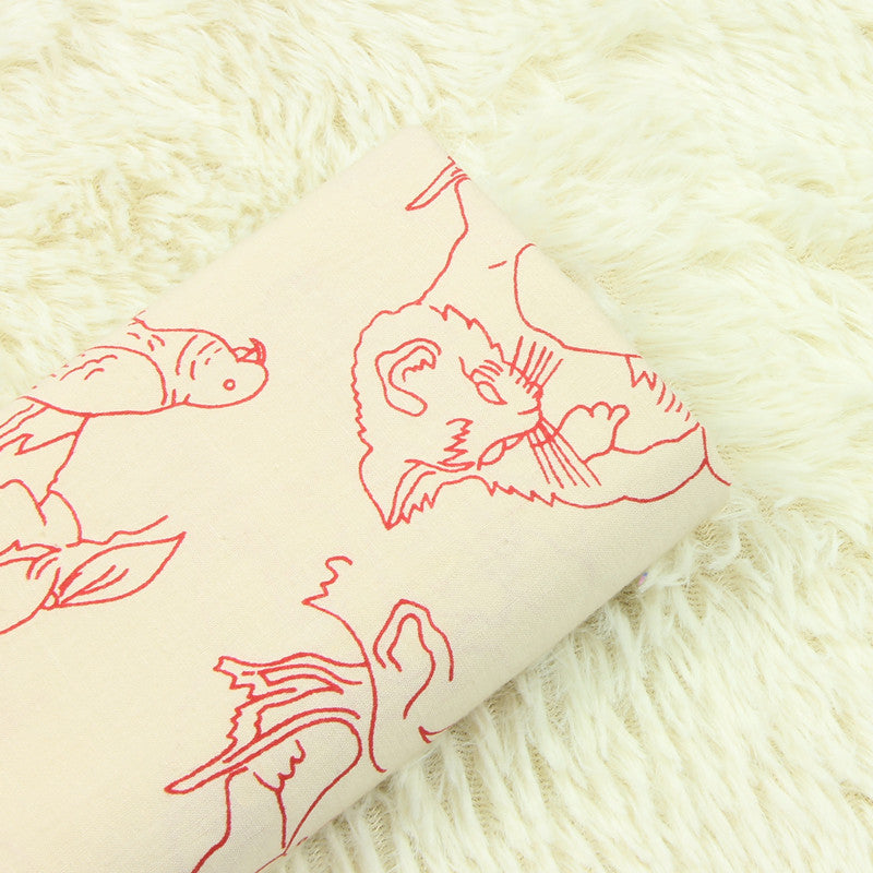 Drawing Children with Dogs and Cats! 1 Meter Medium Thickness Plain Cotton Fabric, Fabric by Yard, Yardage Cotton Fabrics for  Style Garments, Bags
