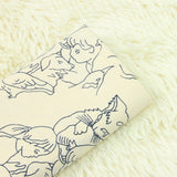 Drawing Children with Dogs and Cats! 1 Meter Medium Thickness Plain Cotton Fabric, Fabric by Yard, Yardage Cotton Fabrics for  Style Garments, Bags