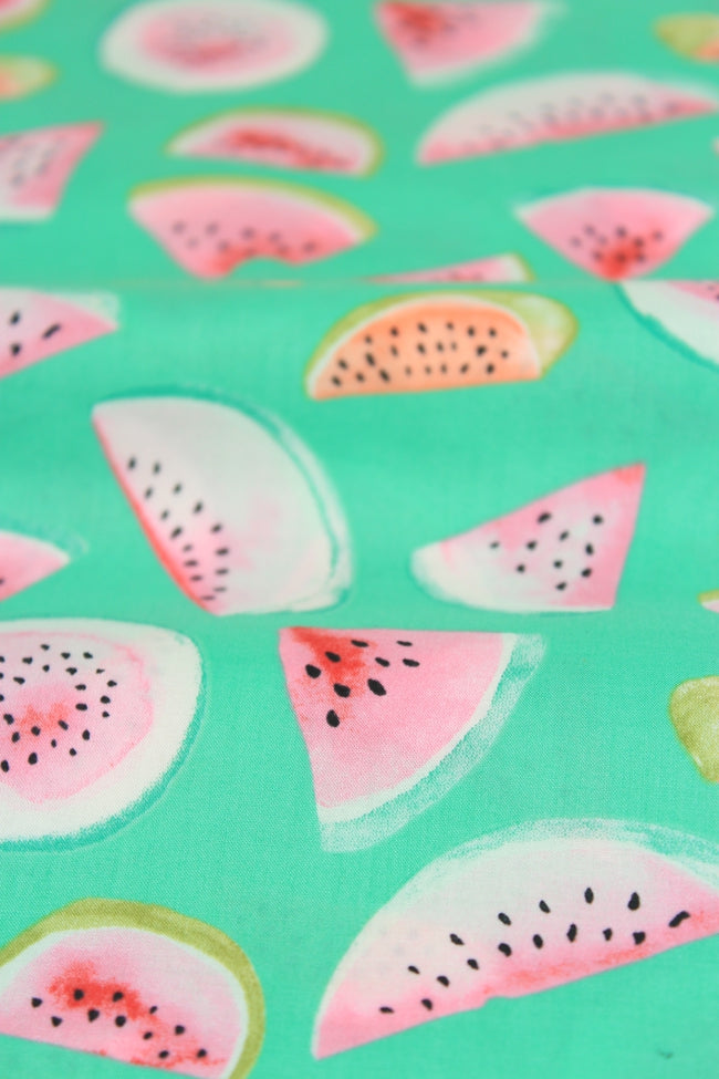 Fruit Watermelon Slice green! 1 Meter Medium Plain Cotton Poplin Fabric, Fabric by Yard, Yardage Cotton Fabrics for  Style Garments, Bags Fruit