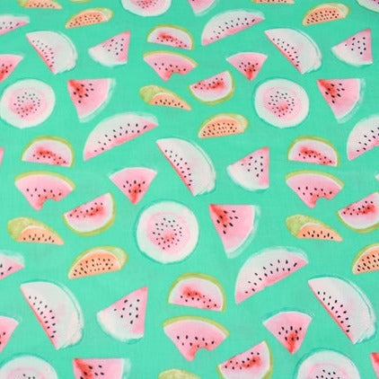 Fruit Watermelon Slice green! 1 Meter Medium Plain Cotton Poplin Fabric, Fabric by Yard, Yardage Cotton Fabrics for  Style Garments, Bags Fruit