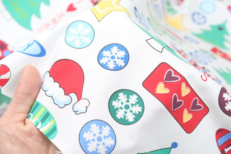 I Love Xmas Christmas! 1 Meter Plain Cotton Fabric by Yard, Yardage Cotton Fabrics for Style Bags Craft