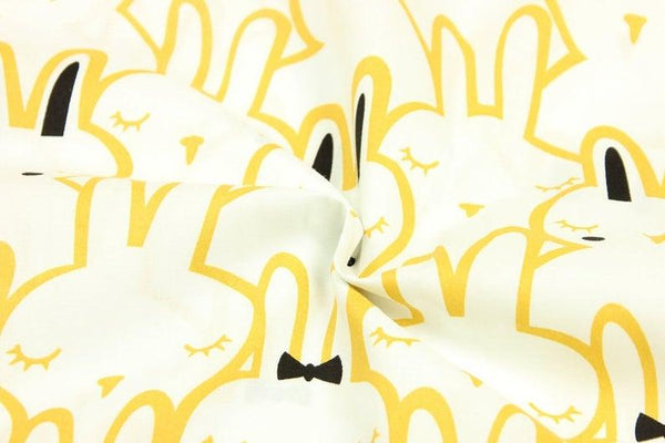 Bunny Gold! 1 Meter Medium Thickness Cotton Fabric, Fabric by Yard, Yardage Cotton Fabrics for Style Clothes, Bags Rabbits 202009 - fabrics-top