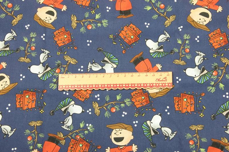 Snoopy and Charlie Brown Christmas trees Navy!  1 Yard Plain Cotton Fabric, Fabric by Yard, Yardage Cotton Fabrics for  Style Garments, Bags - fabrics-top