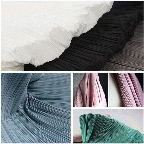 Issey Miyake 三宅 一生  Inspired Pleated Fabrics, Faux Linen, Japanese Style Fabrics For Fashion Design 5 Colors