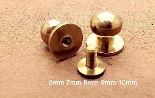 10sets Brass Button Head Studs Screwbacks Leather craft, Solid Brass Button Head Studs For Leather Work, 6mm, 7mm, 8mm, 9mm, 10mm Available - fabrics-top