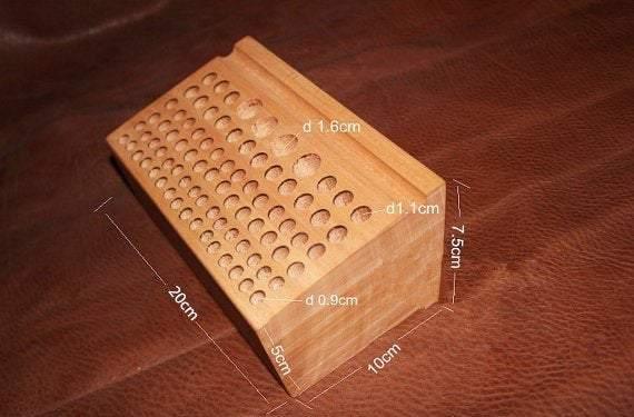 A Wooden Handworking Tool Holder, Leather Handworking Tool Organizer, Tool Shelf, Wood Tool Caddy, Jewelers Tools, Made of Solid Wood. - fabrics-top