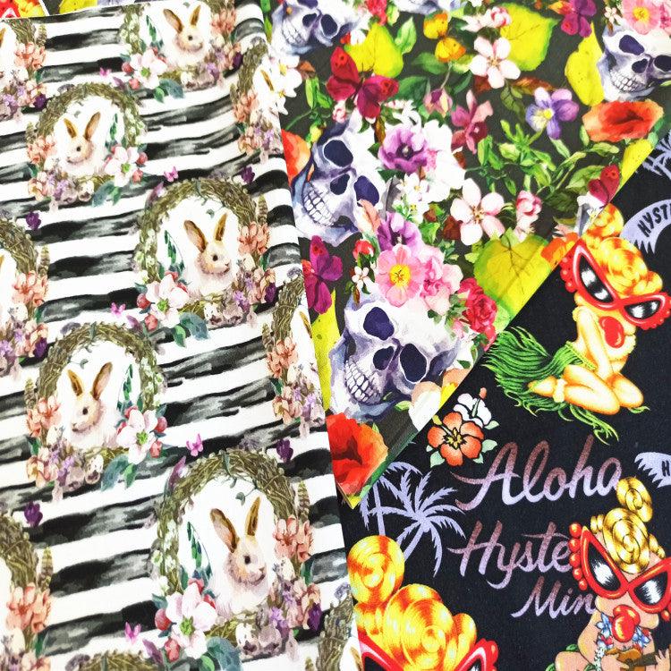 Skull and Flowers! 1 Meter Medium Thickness  Cotton Fabric, Fabric by Yard, Yardage Cotton Fabrics for  Style Garments, Bags - fabrics-top