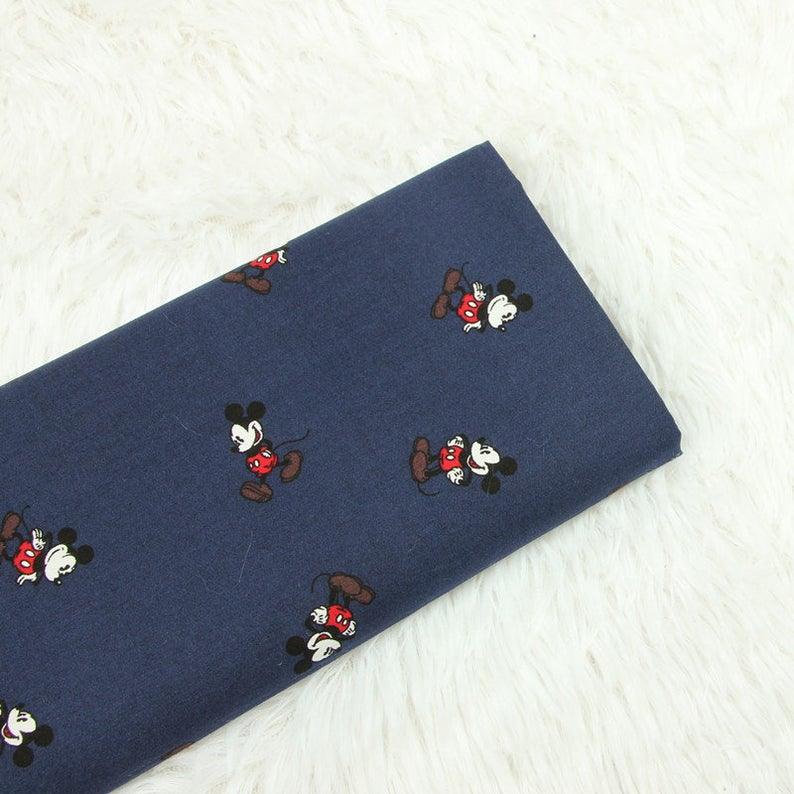 Classic Mickey navy blue! 1 Meter Plain Cotton Fabric, Fabric by Yard, Yardage Cotton Fabrics for  Style Garments, Bags Cockerel Chicken - fabrics-top