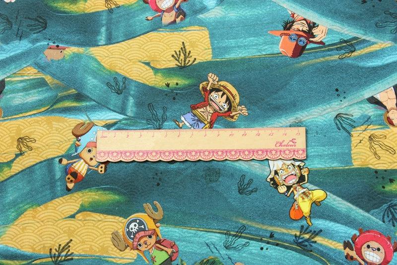 Luffy Plant Green One Piece Tony Tony Chopper the Japanese Cartoon Green! 1 Meter Printed Cotton Fabric, Fabric by Yard, Yardage Fabrics, Children  Kids - fabrics-top