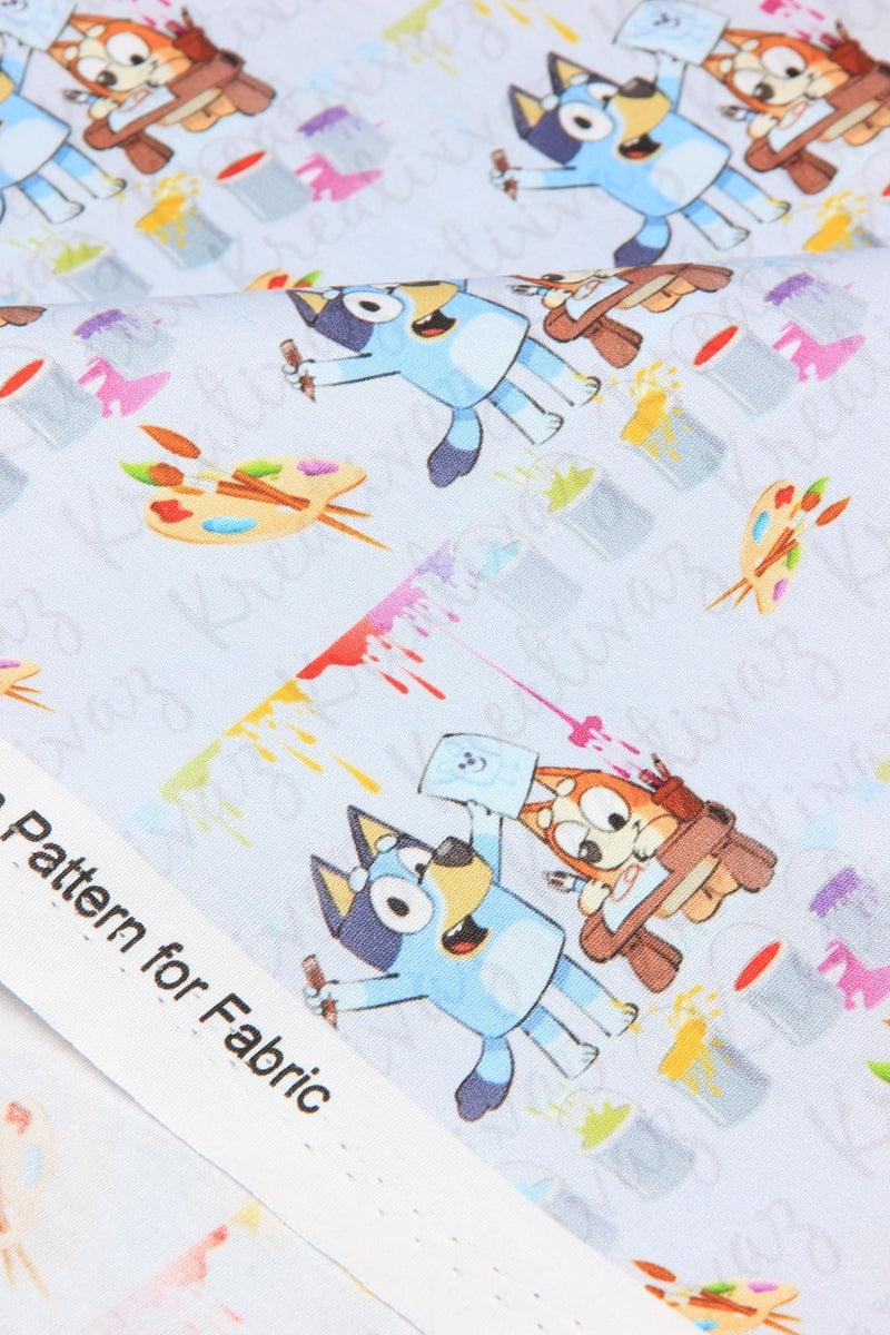 Bluey and Bingo the puppies 2110! 1 Yard Quality Medium Thickness Plain Cotton Fabric, Fabric by Yard,  Cotton Australian Animated - fabrics-top