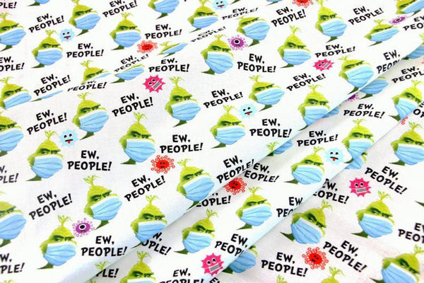 Ew, People! Grinch with Mask! 1 Meter Medium Children Plain Cotton Fabric, Fabric by Yard, Yardage Cotton Fabrics for  Style Garments, Bags - fabrics-top