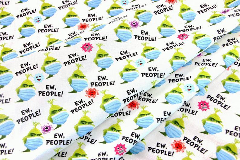 Ew, People! Grinch with Mask! 1 Meter Medium Children Plain Cotton Fabric, Fabric by Yard, Yardage Cotton Fabrics for  Style Garments, Bags - fabrics-top