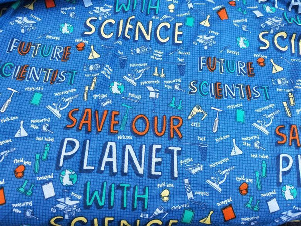 Save our Planet with Sicence! 1 Meter Medium Thickness Cotton Fabric, Fabric by Yard, Yardage Cotton Fabrics Style Clothes, Bags Scientist