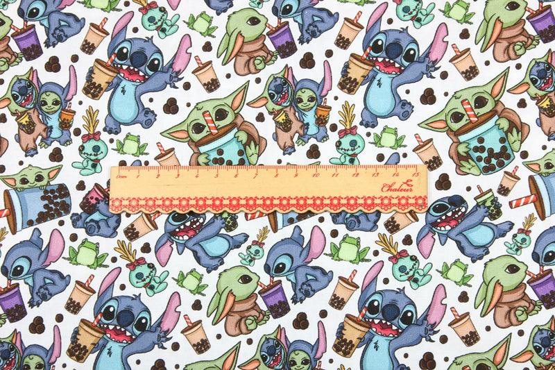 Stitch and Yoda! 1 Yard Printed Cotton Fabric, Fabric by Yard, Yardage Fabrics, Children  Kids 2103 - fabrics-top