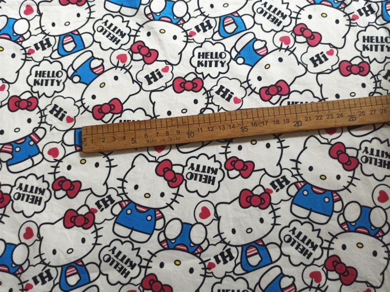 Hello Kitty white and Sumikkogurashi! 1 Meter Printed Cotton Fabric, Fabric by Yard, Yardage Cotton Bag Fabrics, Children Fabrics,  Japanese - fabrics-top