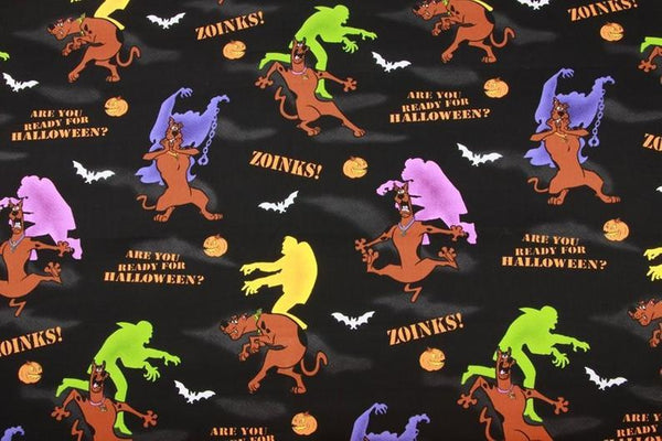 Zoinks Halloween! 1 Meter Medium Thickness Cotton Fabric, Fabric by Yard, Yardage Cotton Fabrics for Style Clothes, Bags Dog, Great Dane