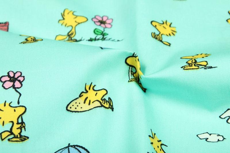 Snoopy and Woodstock turq!  1 Meter Plain Cotton Fabric, Fabric by Yard, Yardage Cotton Fabrics for  Style Garments, Bags - fabrics-top