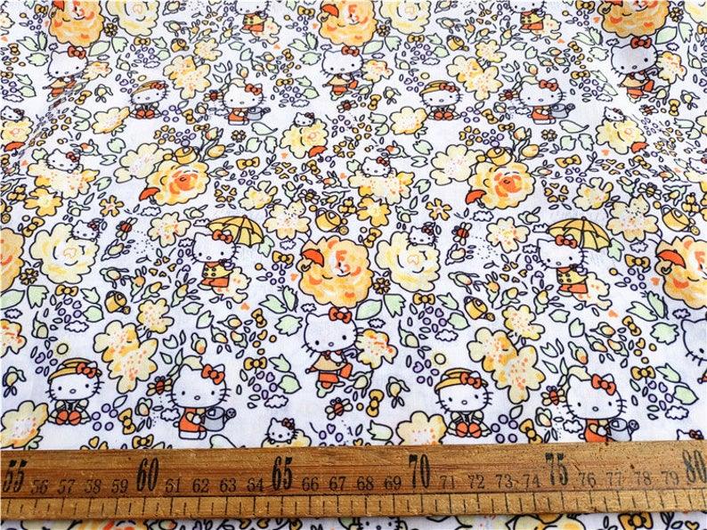 Hello Kitty Poly 6 Colors! 1 Meter Light Weight Polyester Fabric, Fabric by Yard, Yardage Cotton Fabrics for  Style Garments, Mask Fabrics - fabrics-top