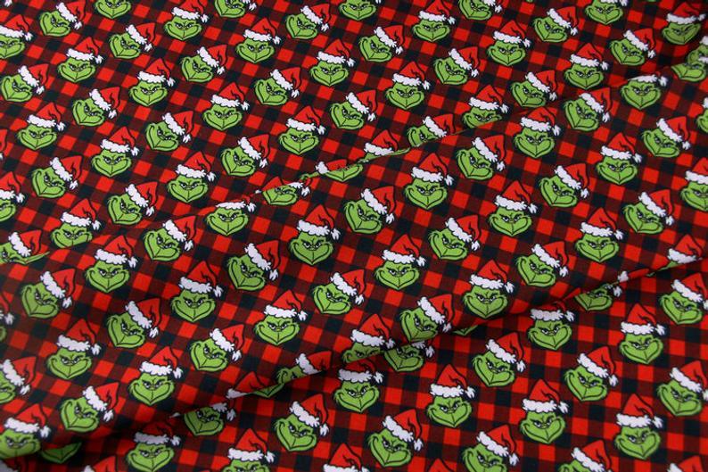 Ew, People! Grinch with Mask! 1 Meter Medium Children Plain Cotton Fabric, Fabric by Yard, Yardage Cotton Fabrics for  Style Garments, Bags - fabrics-top