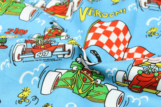 Snoopy Auto Racing 2 Colors! 1 Yard Plain Cotton Fabric, Fabric by Yard, Yardage Cotton Fabrics for Style Garments, Bags - fabrics-top