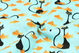 Black Cat and Golden Fish! 1 Meter Medium Thickness Plain Cotton Fabric, Fabric by Yard, Yardage Cotton Fabrics for  Style Garments, Bags - fabrics-top