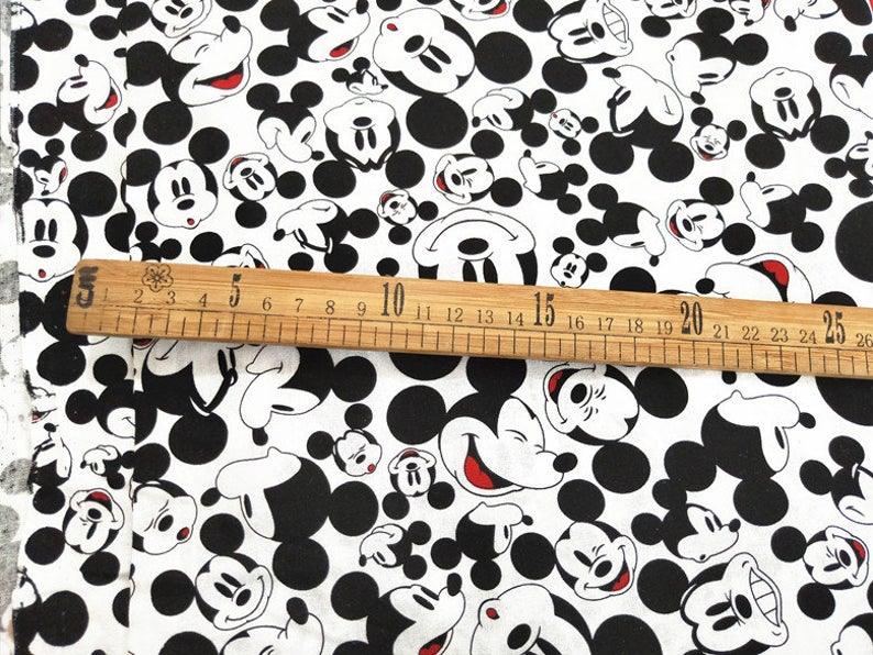 Grinning Mickey Faces white! 1 Meter Medium Thickness Twill Cotton Fabric, Fabric by Yard, Yardage Cotton Fabrics for Style Garments, Bags - fabrics-top