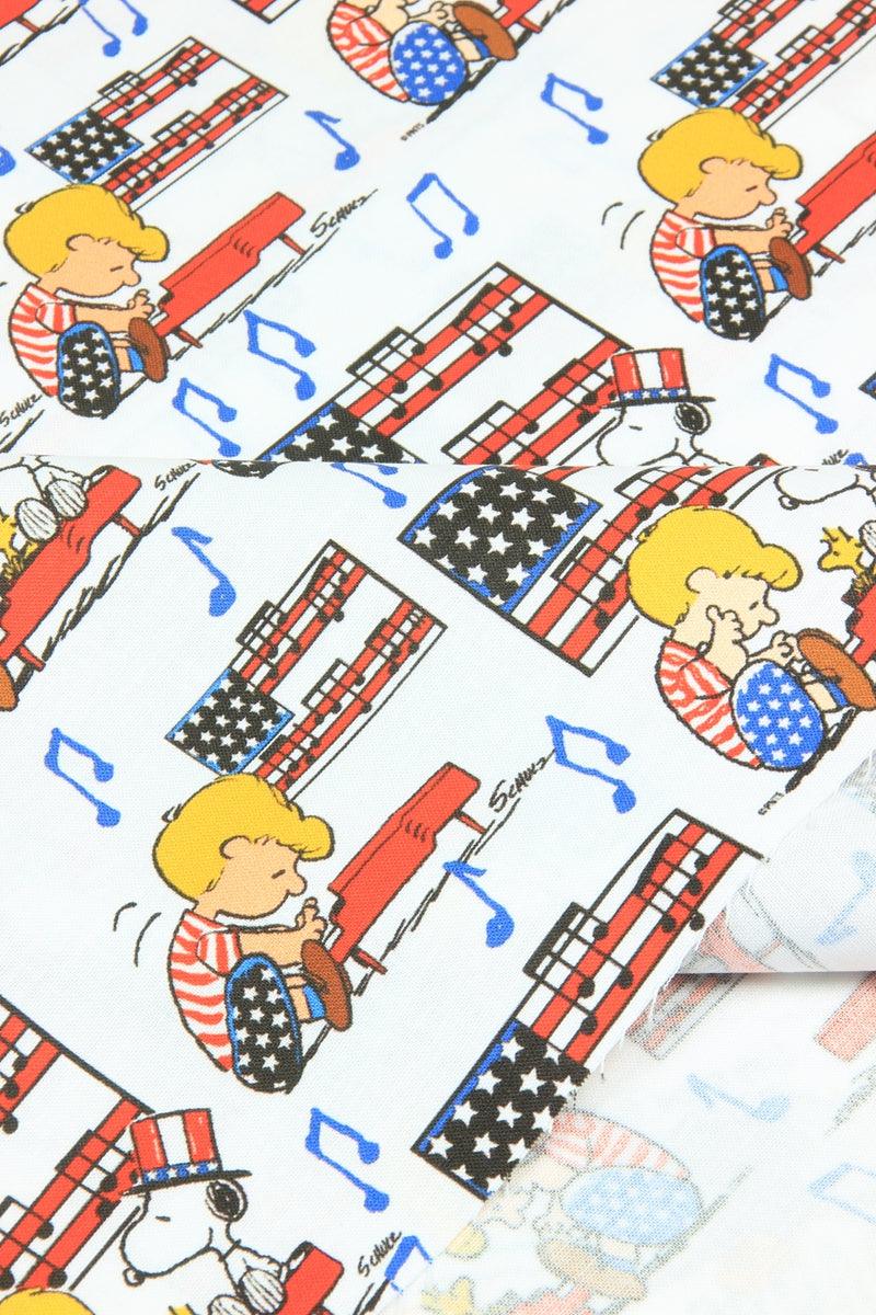 American Musical Snoopy! 1 Meter Printed Cotton Fabric, Fabric by Yard, Yardage Fabrics, Children  Kids 2105 - fabrics-top