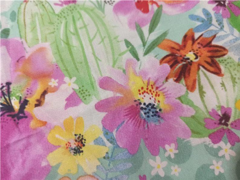 Watercolor Painting Floral pink! 1 Meter of Quality Printed Cotton Fabrics,  by Yard, Fabric Yardage Ship Navy Fabric, Dress Fabrics, Art - fabrics-top