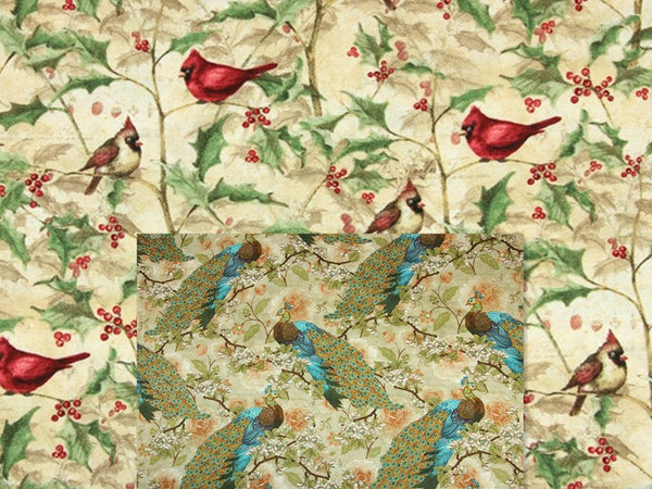 The peacock and Birds! 1 Meter Medium Weight Plain Cotton Fabric, Fabric by Yard, Yardage Cotton Fabrics for  Style Garments, Bags