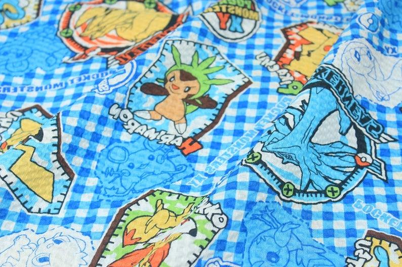 Pokemon Pikachu Blue! 1 Meter Medium  Thickness Cotton Seersucker Fabric, Fabric by Yard, Yardage Cotton Fabrics for  Style Garments, Bags - fabrics-top