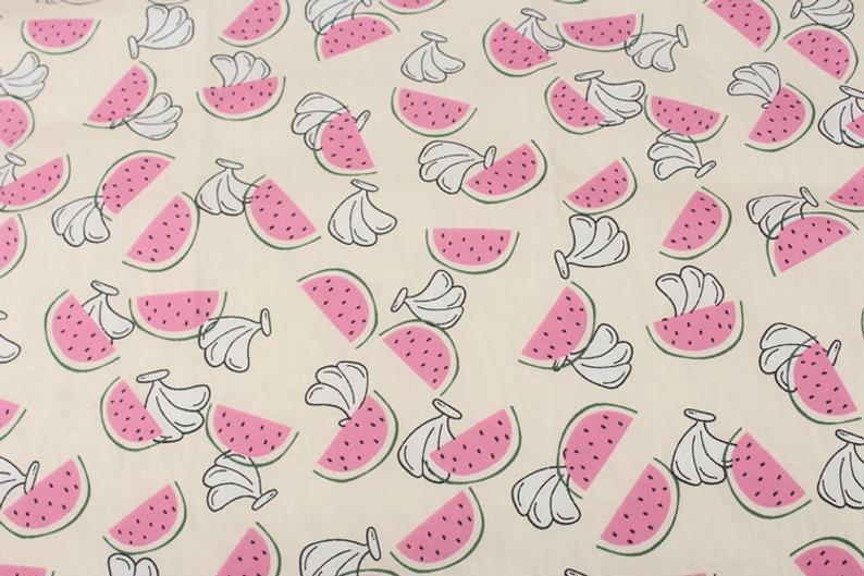 Water Melon and Pine Apples Fruit Stripes! 1 Meter Medium Thickness Plain Cotton Fabric, Fabric by Yard, Yardage Cotton Fabrics - fabrics-top